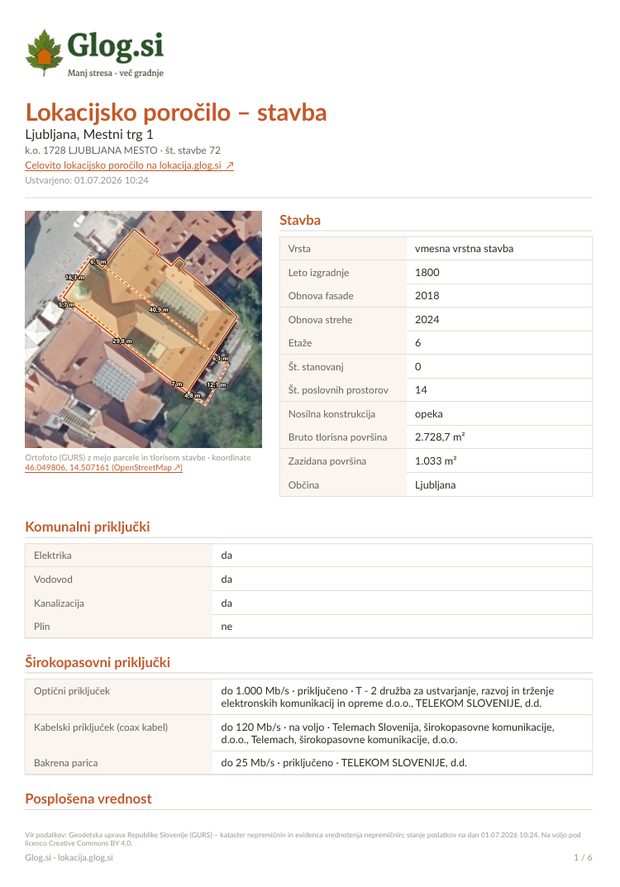 Vzorčno lokacijsko poročilo za stavbo v PDF